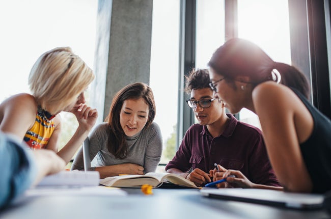 group of students studying