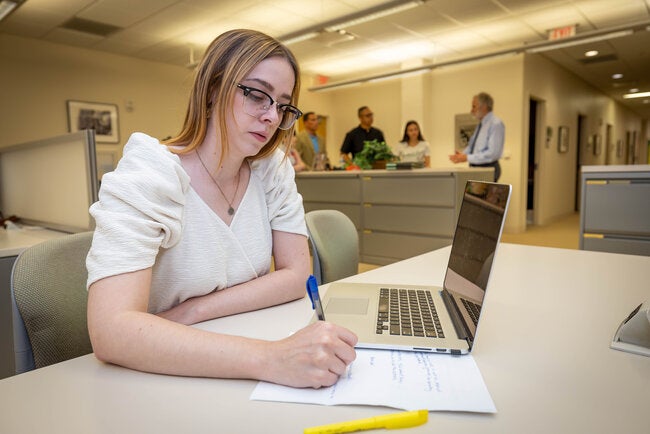 CSU student working on computer