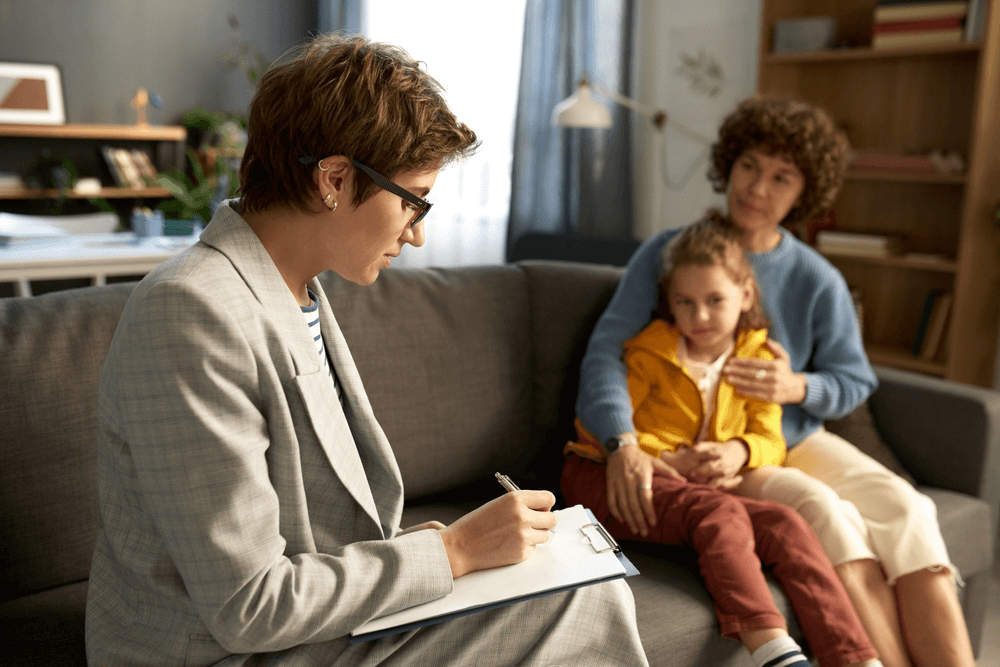 social worker with a family