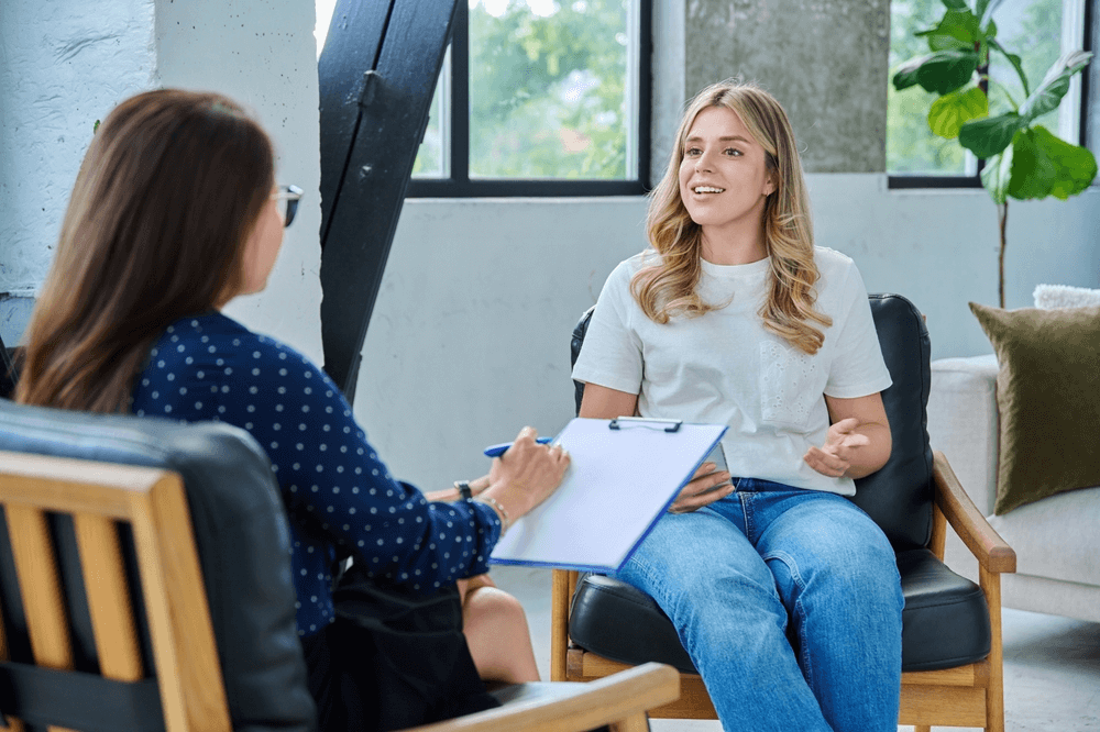 PMHNP with a patient